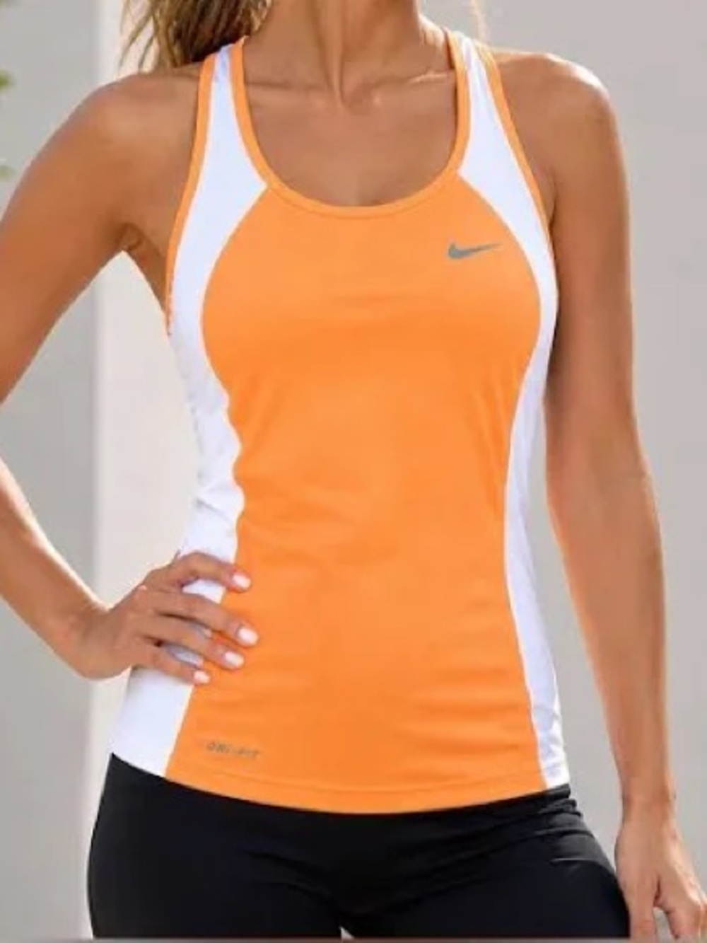 Nike Dri Fit Women's Orange & White Racerback Performance Tank Size Small